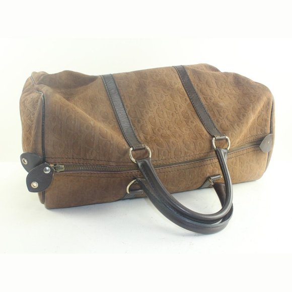 Dior Brown Embossed Nubuck Suede Trotter Duffle Bag 3DD918K - Picture 2 of 11